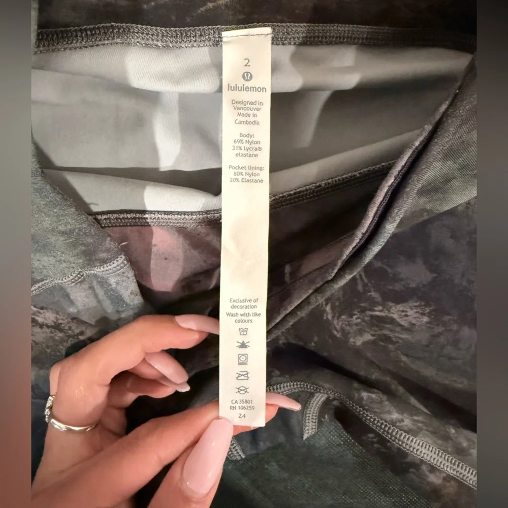🔥Lululemon Slate Gray Marble-Effect Crop Leggings Women’s Size 2 EC🔥
